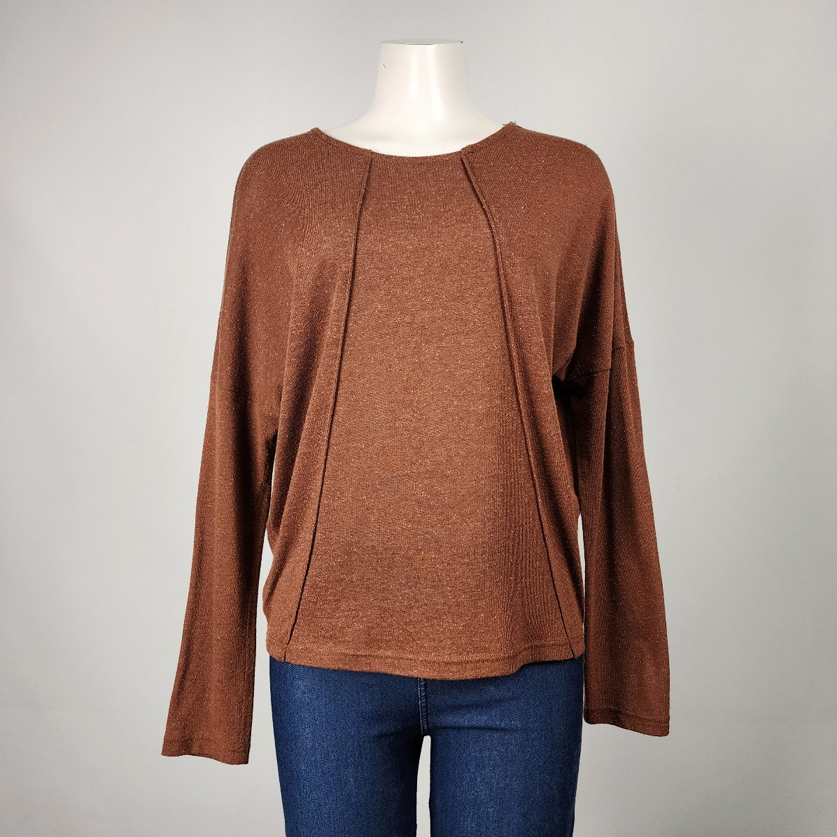 Eve Gravel Brown Long Sleeve Top Size M