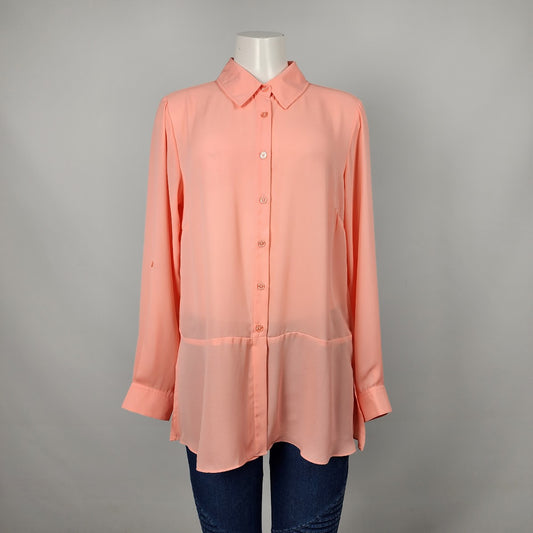 Joan Rivers Coral Long Sleeve Blouse Top Size S/M