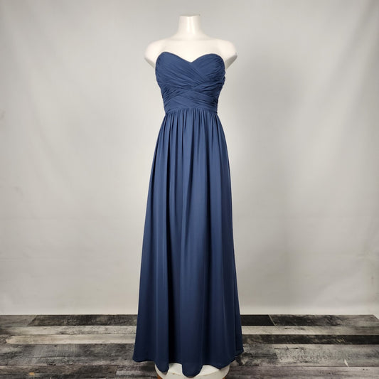 Revelry Blue Strapless Bridesmaid Event Gown Size S