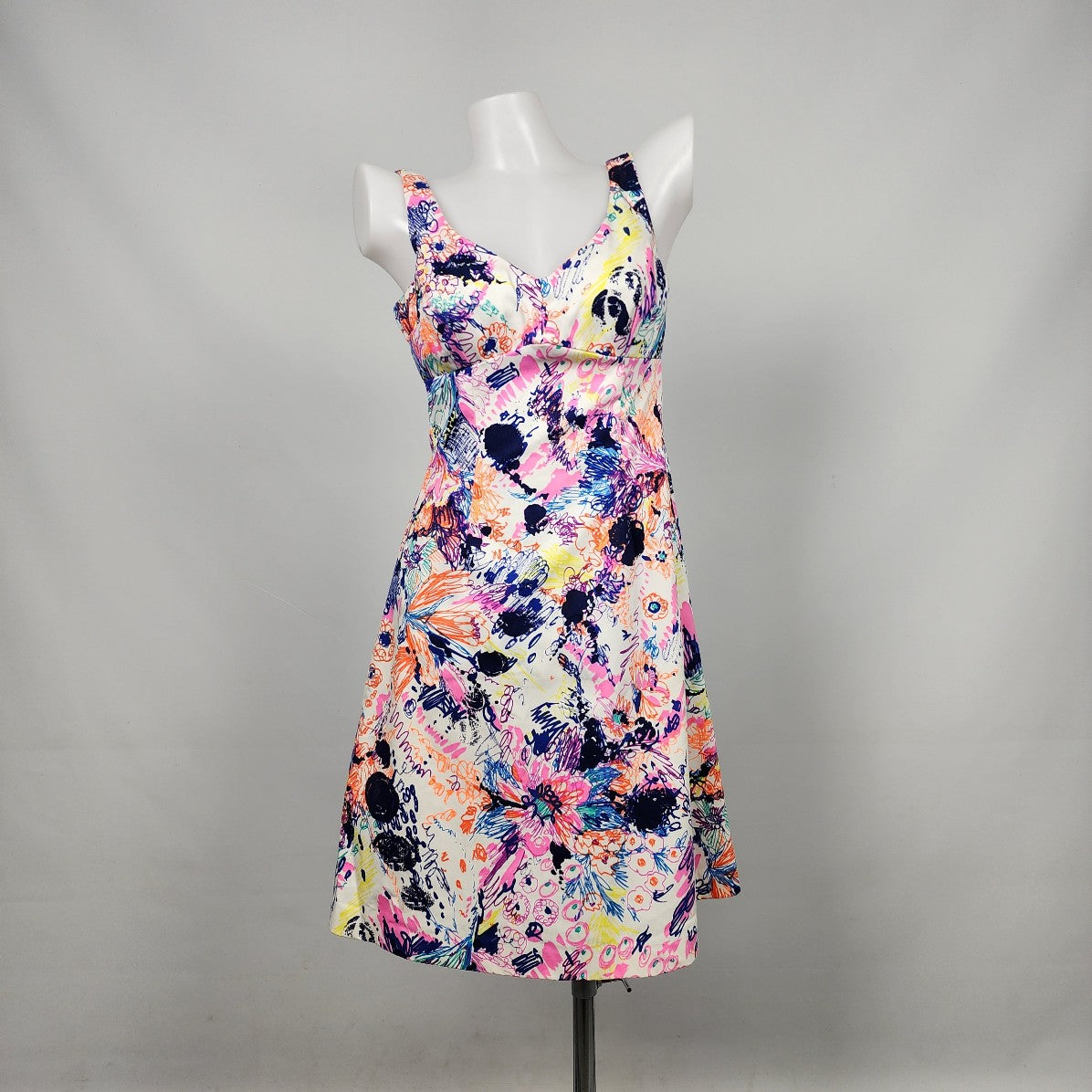 Vintage Colorful Printed Floral Cotton Sleeveless Dress Size S