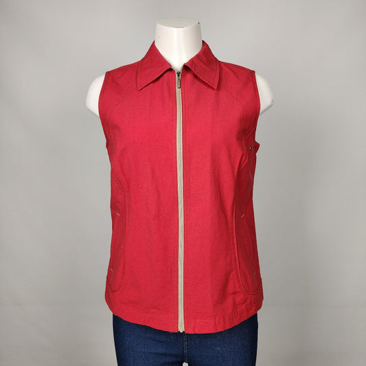 Eric Alexandre Red Cotton Blend Zip Up Vest Size S/M