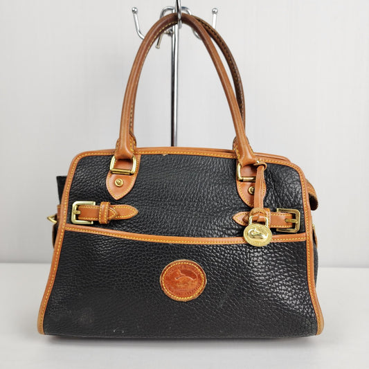 Vintage Dooney & Bourke Black Leather Satchel Purse