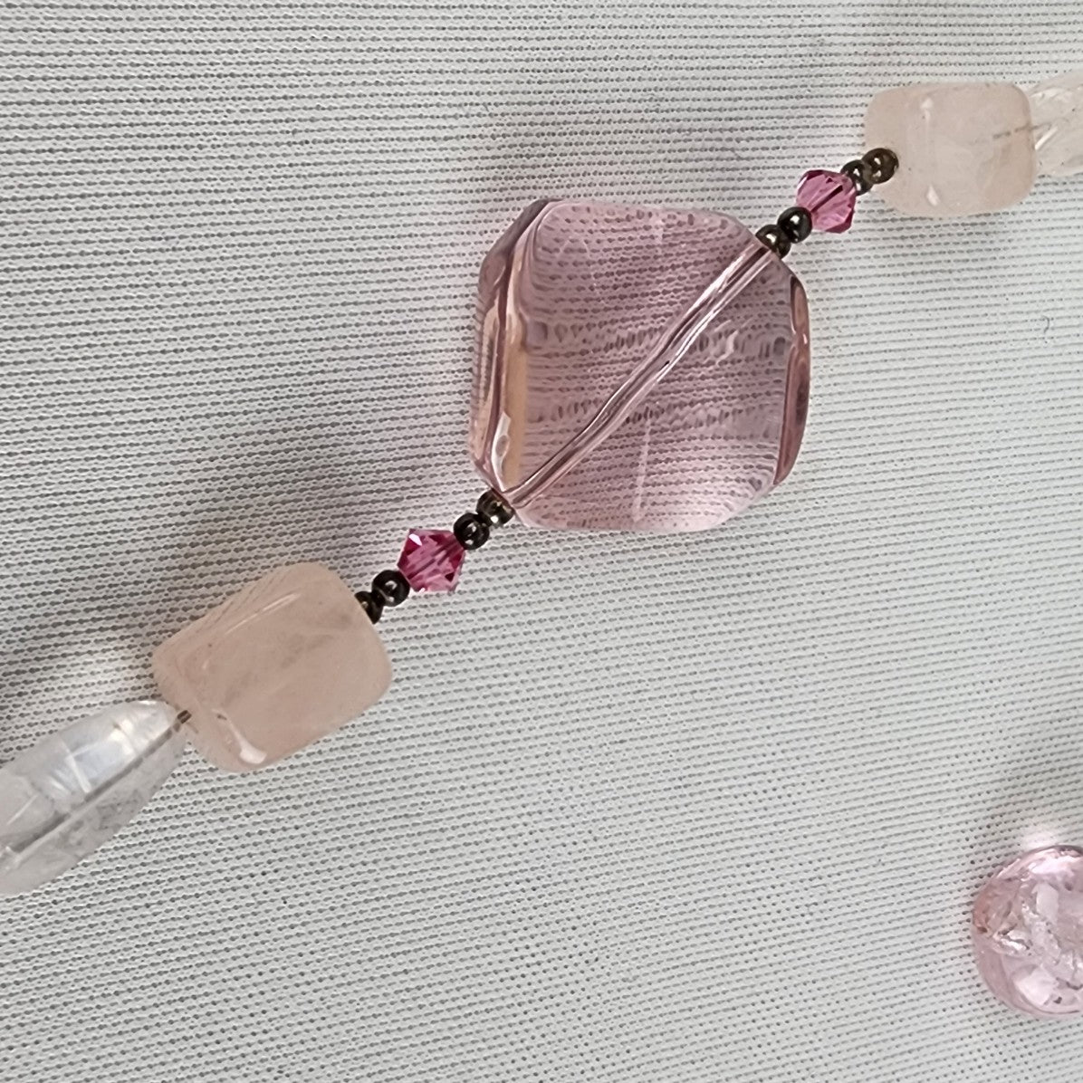 Pink Natural Stone Beaded Necklace & Earrings Set