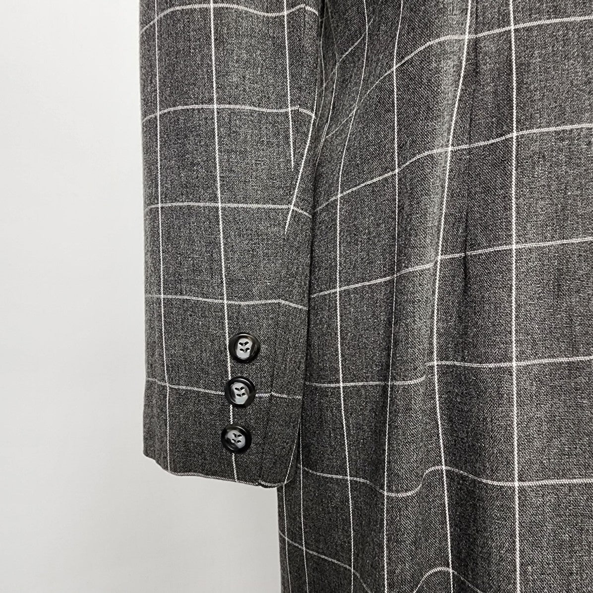 Vintage Liz Clairborne Grey Plaid Button Up Dress Size 12