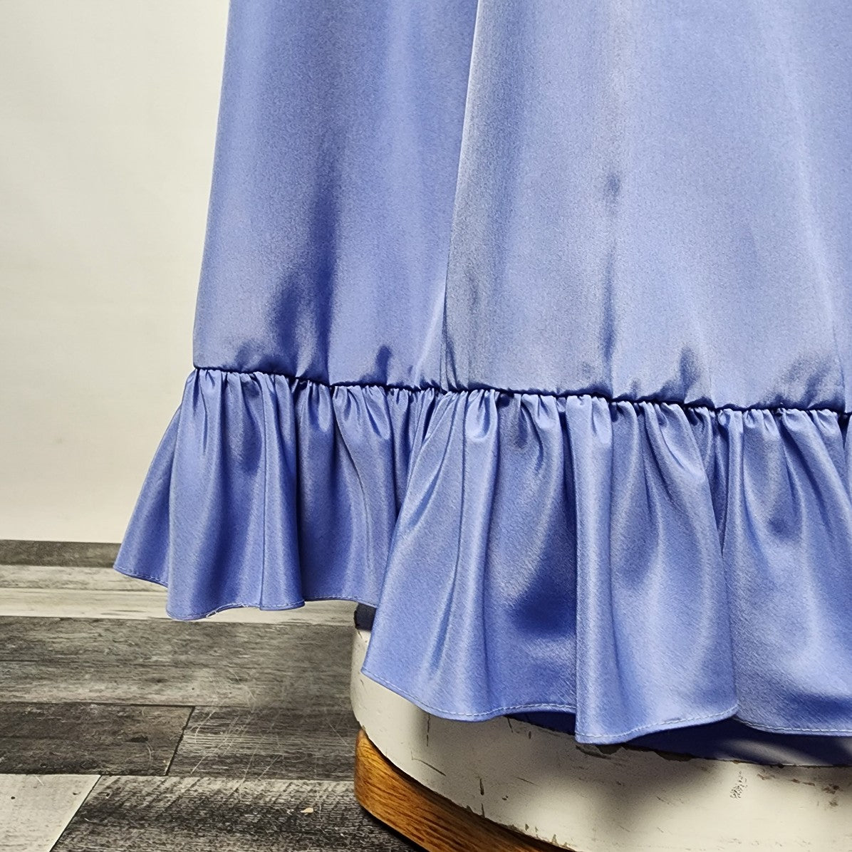Vintage Periwinkle Satin Dress with Ruffle Jacket Size S/M