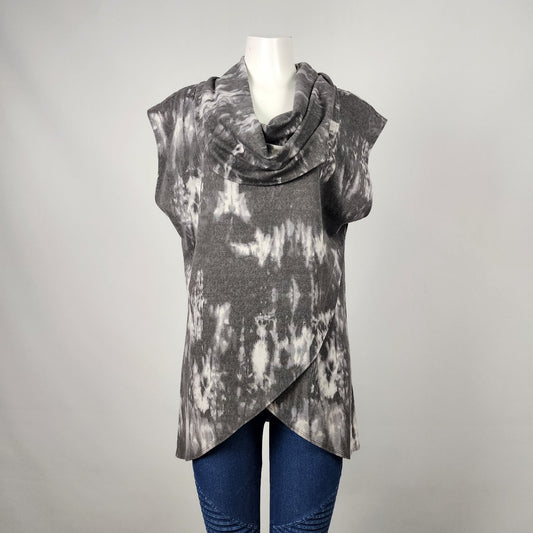 Bryn Walker Grey Cowl Neck Asymmetrical Top Size M/L