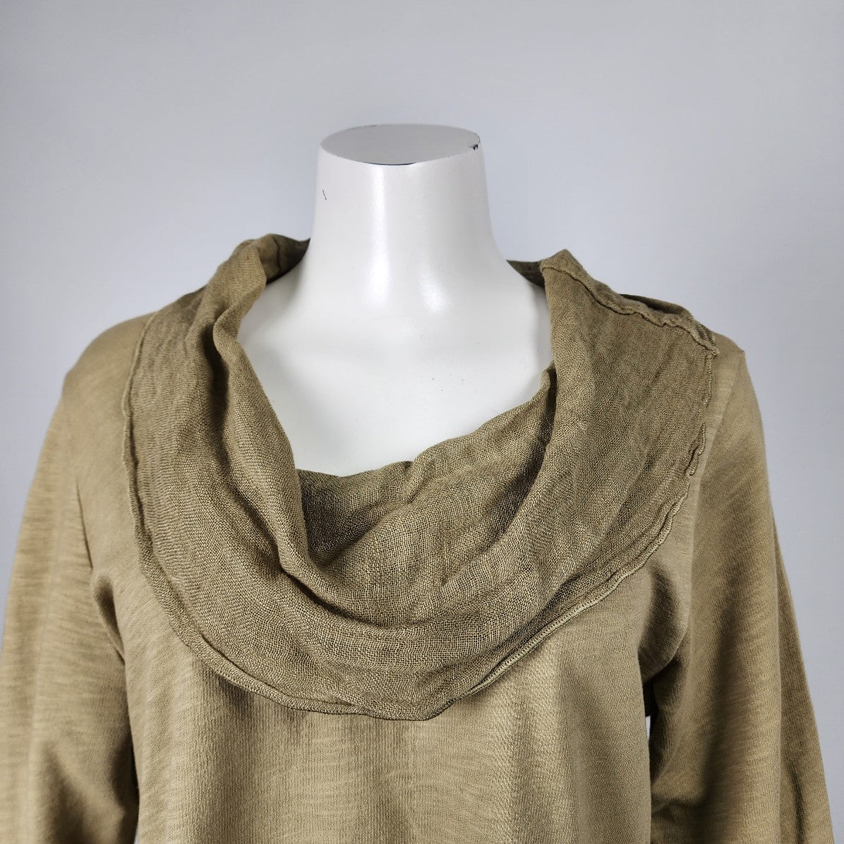 Fenini Green Cotton & Linen Cowl Neck Top Size M