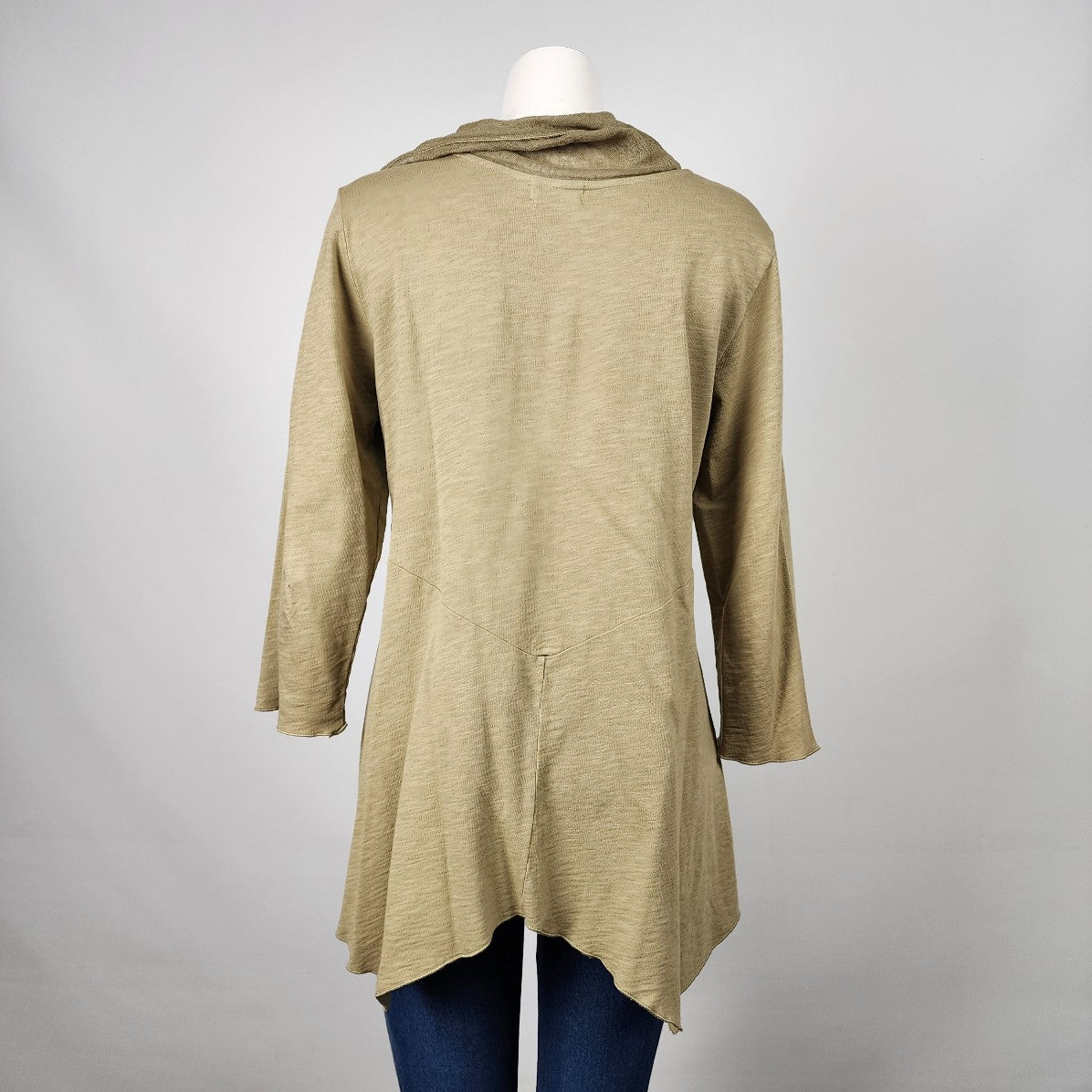 Fenini Green Cotton & Linen Cowl Neck Top Size M