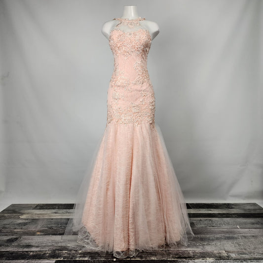 Mac Duggal Pink Lace Mermaid Gown Size S/M