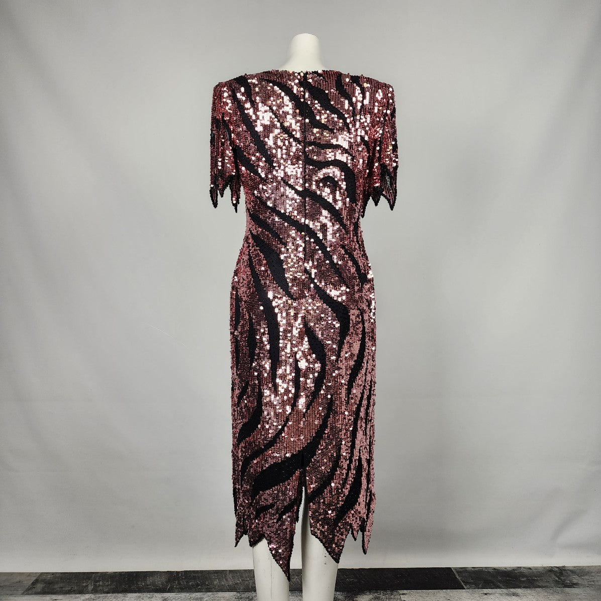 Vintage Sho Max Original Pink Sequined Silk Dress Size M