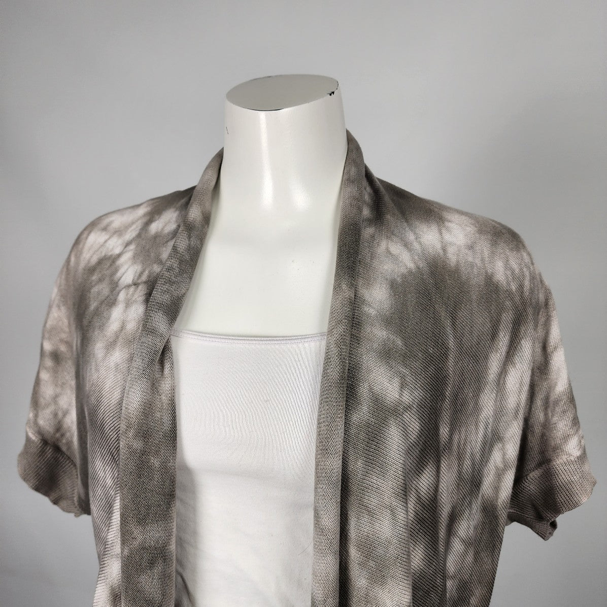 Left on Houston Grey Tie Dye Cotton Blend Cardigan Size M