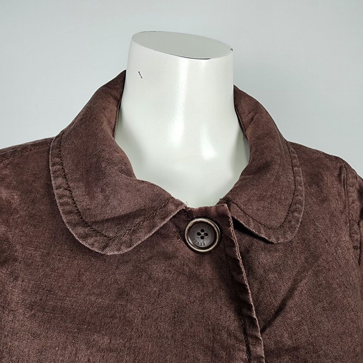 Seventy Brown Linen Belted Button Up Jacket Size M