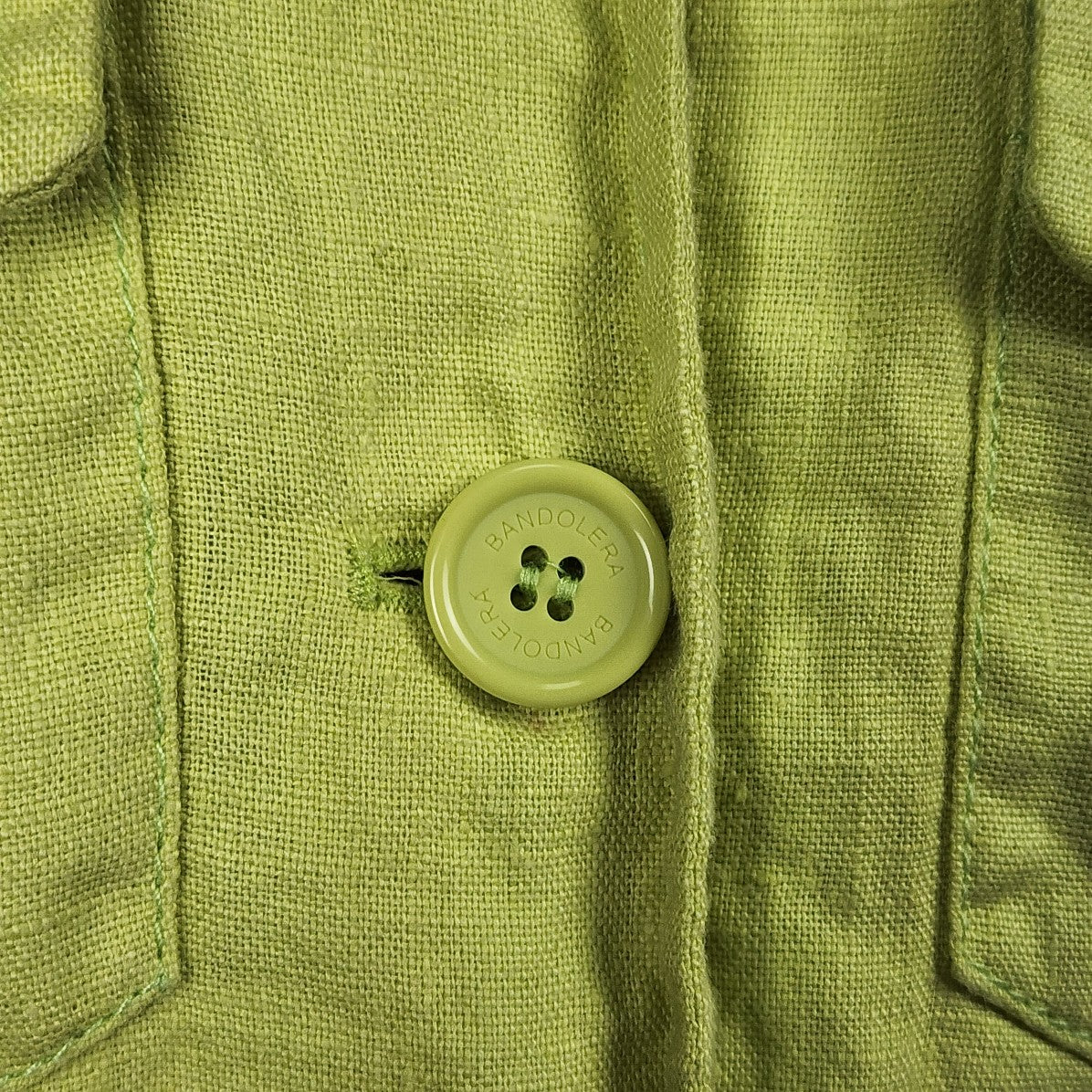 Bandolera Apple Green Linen Button Down Jacket Size 10