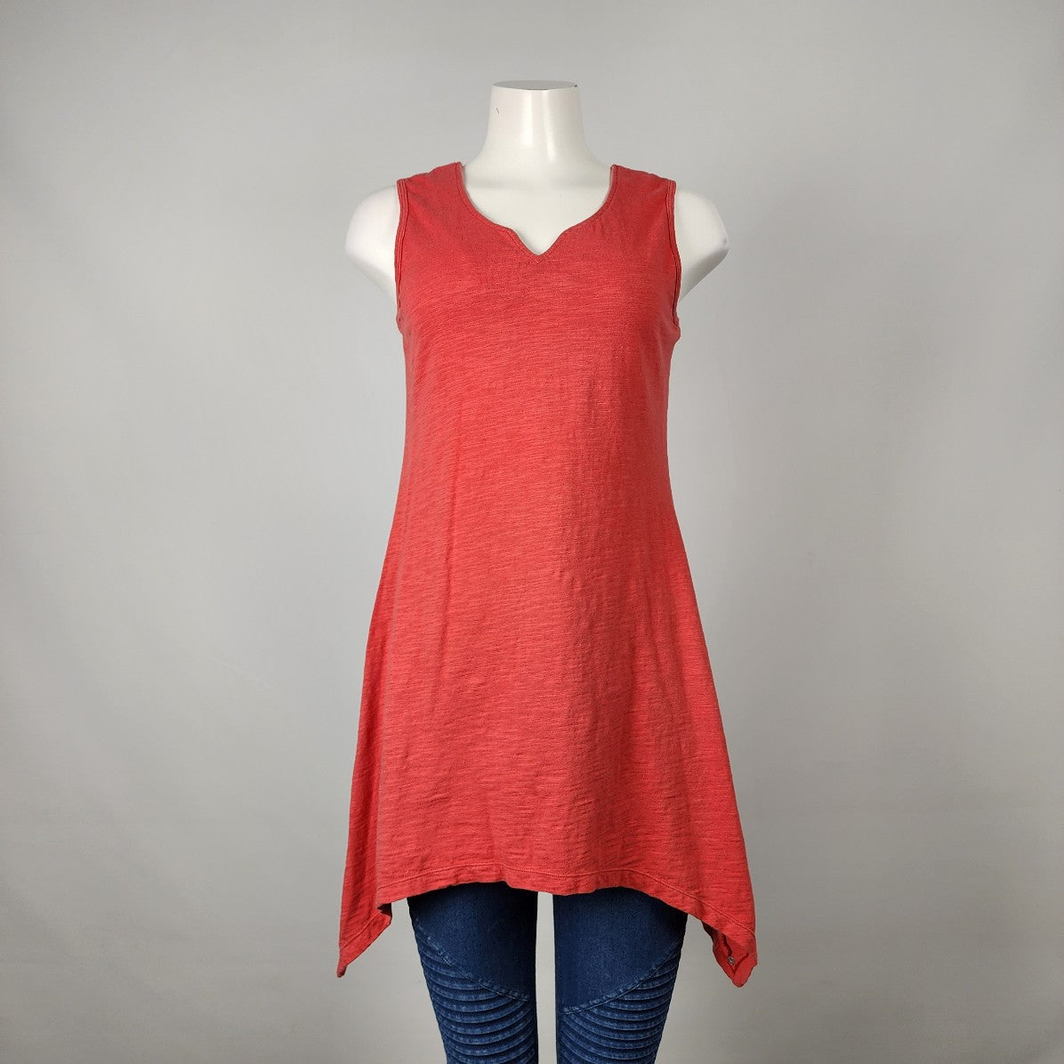 Neon Buddha Red Cotton Sleeveless Tunic Top S/M