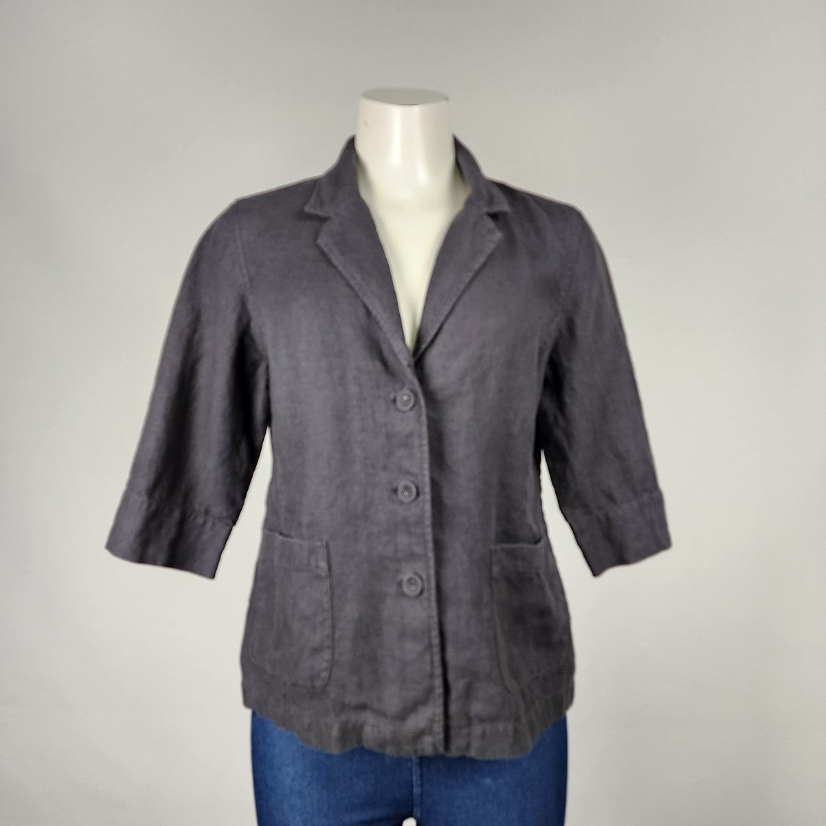 Eileen Fisher Grey Linen Blazer Size M