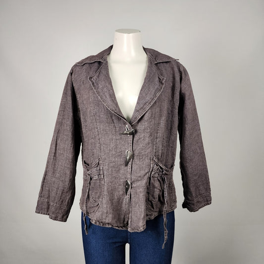 Desert Design Grey Linen Collared Jacket Size L