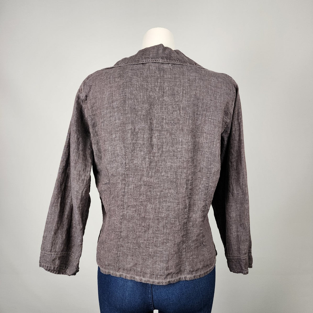 Desert Design Grey Linen Collared Jacket Size L