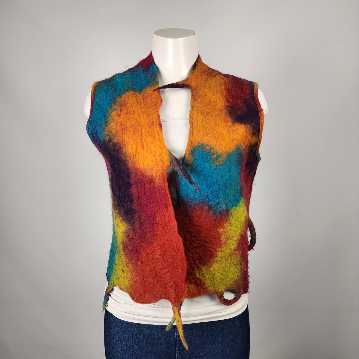 The Wool Mine Handmade Colorful Felt Wool Vest Size M