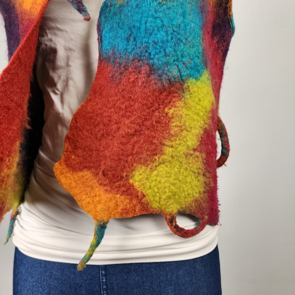 The Wool Mine Handmade Colorful Felt Wool Vest Size M