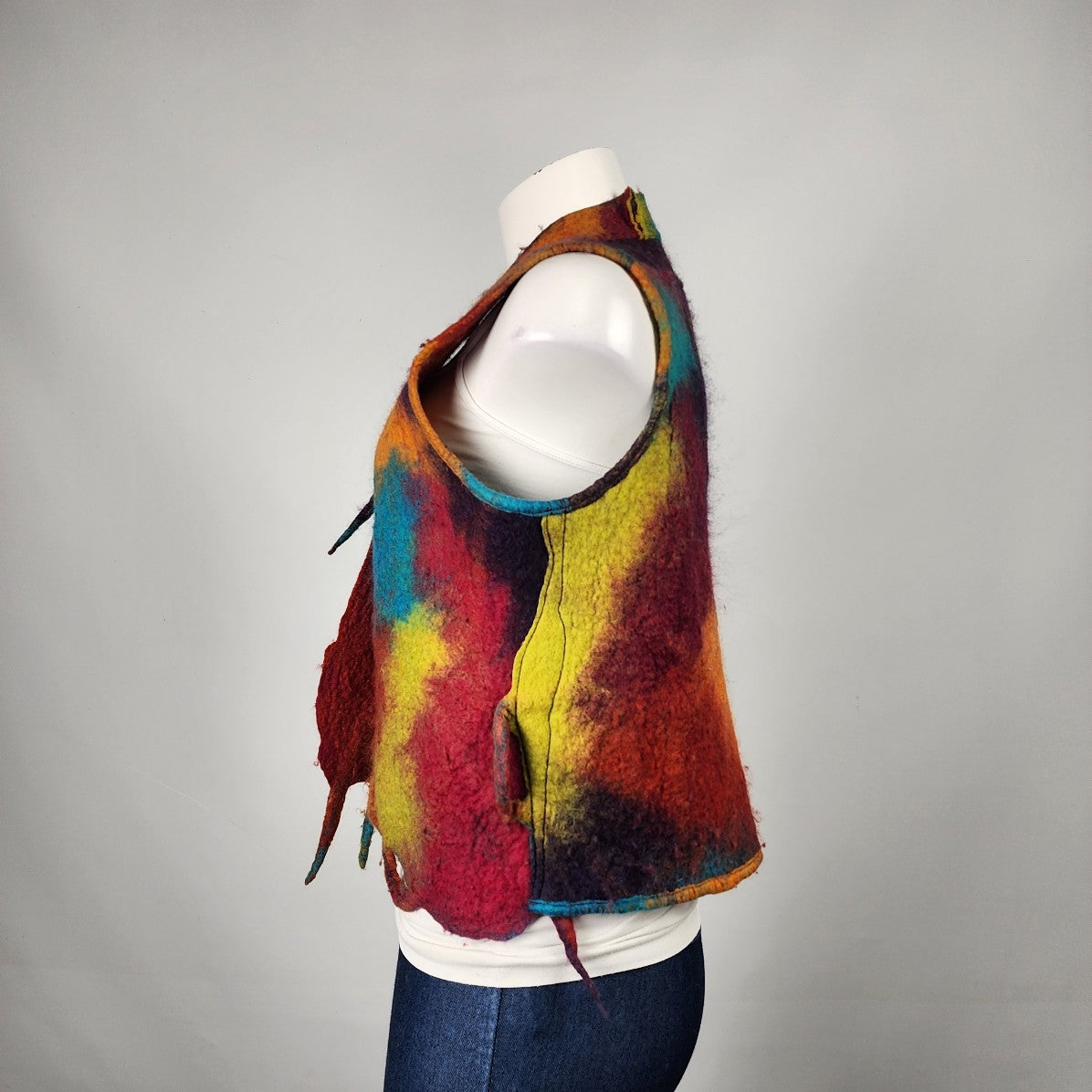 The Wool Mine Handmade Colorful Felt Wool Vest Size M