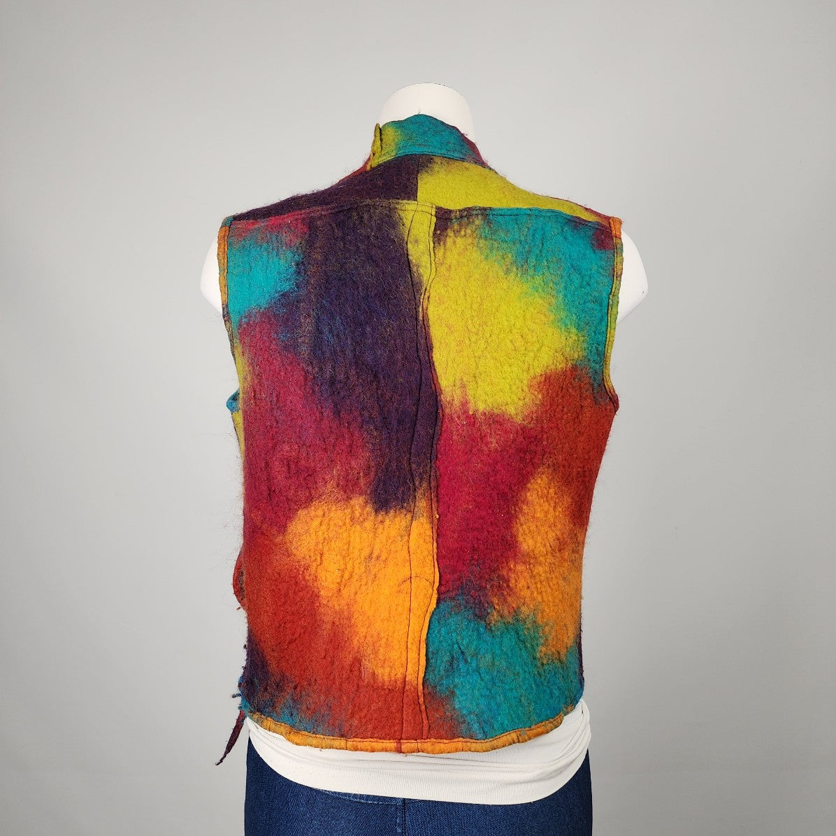 The Wool Mine Handmade Colorful Felt Wool Vest Size M