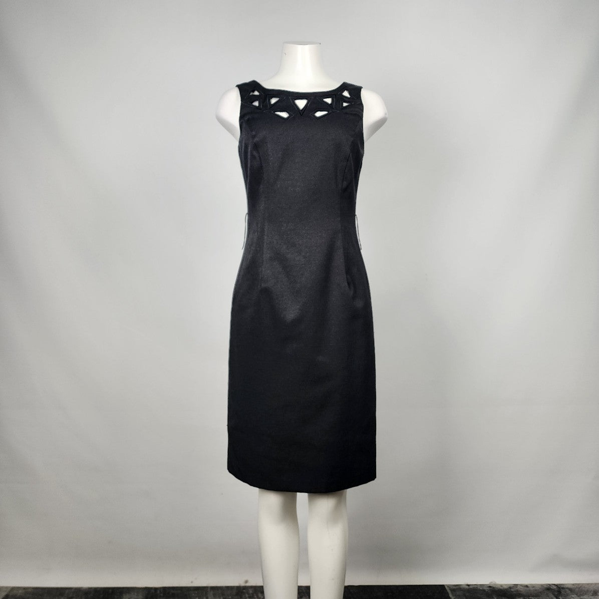 Vintage Black Cotton Blend Laser Cut Sleeveless Dress Size 4