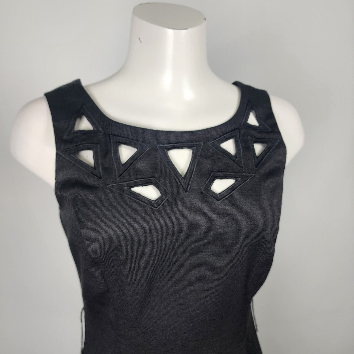 Vintage Black Cotton Blend Laser Cut Sleeveless Dress Size 4