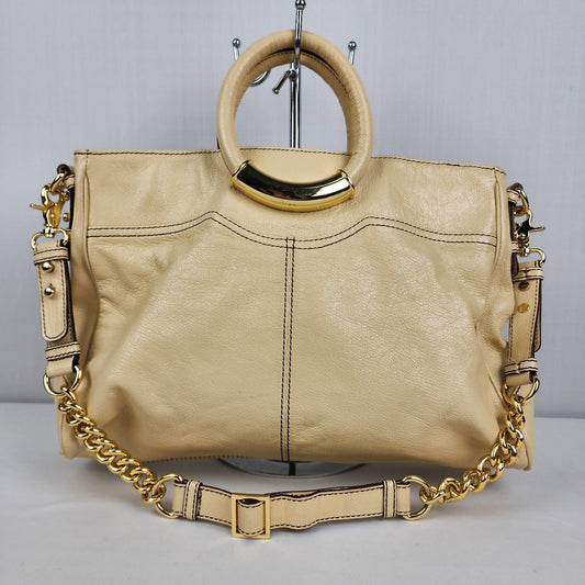 Per Sa Nude Cream & Gold Leather Shoulder Purse