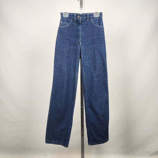 Vintage Blue High Rise Rainbow Pocket Straight Leg Jeans Size XS