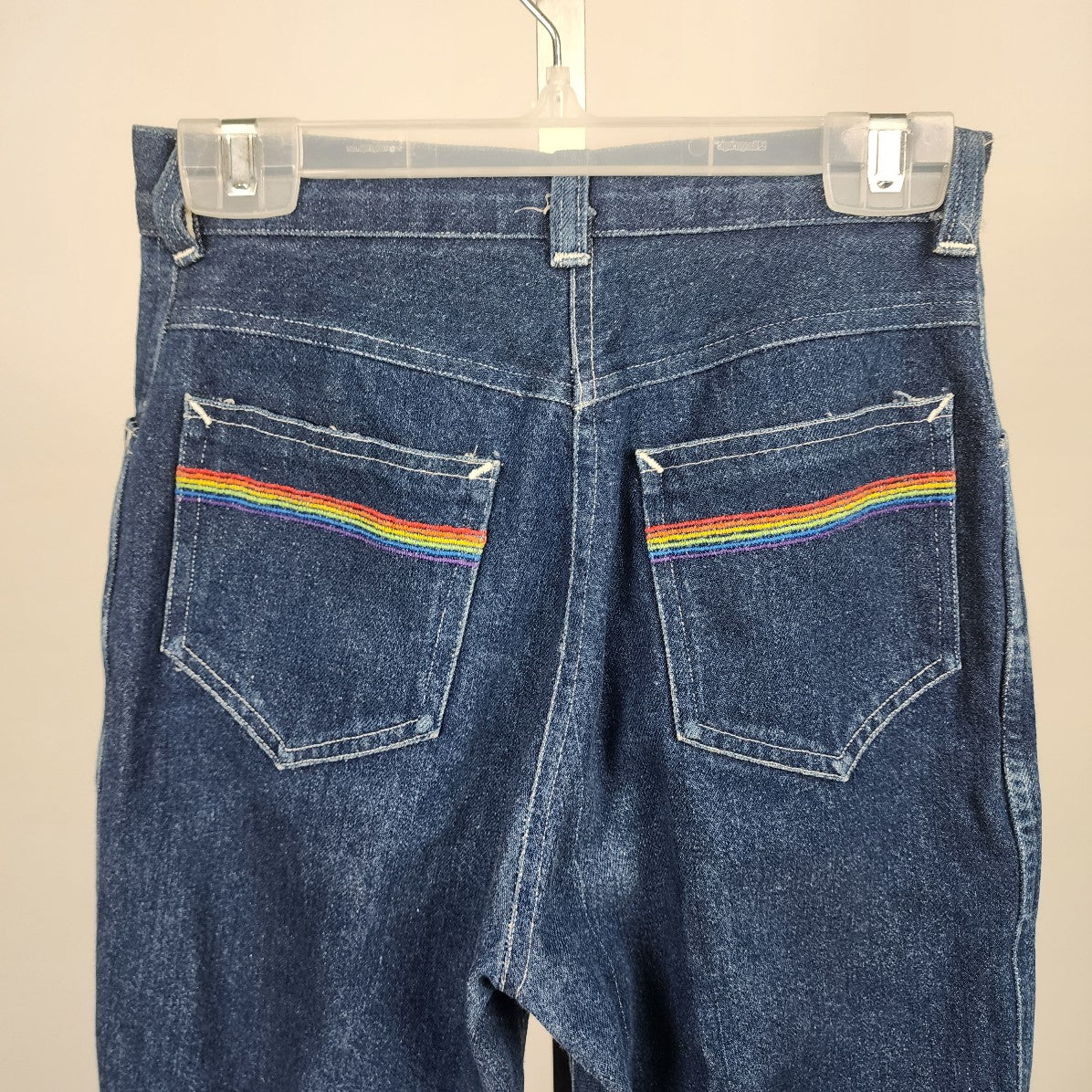 Vintage Blue High Rise Rainbow Pocket Straight Leg Jeans Size XS
