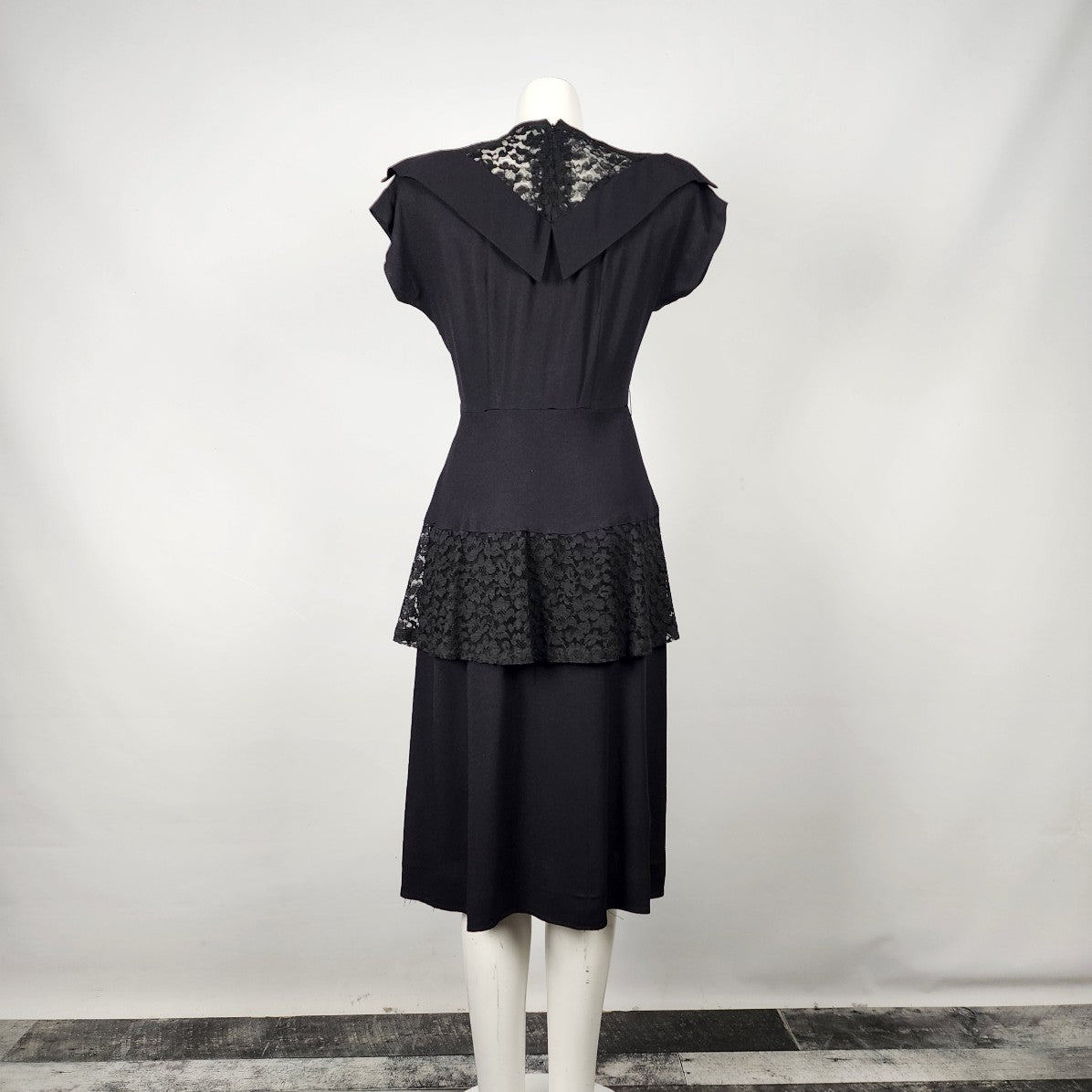 Vintage Black Lace Midi Dress Size S