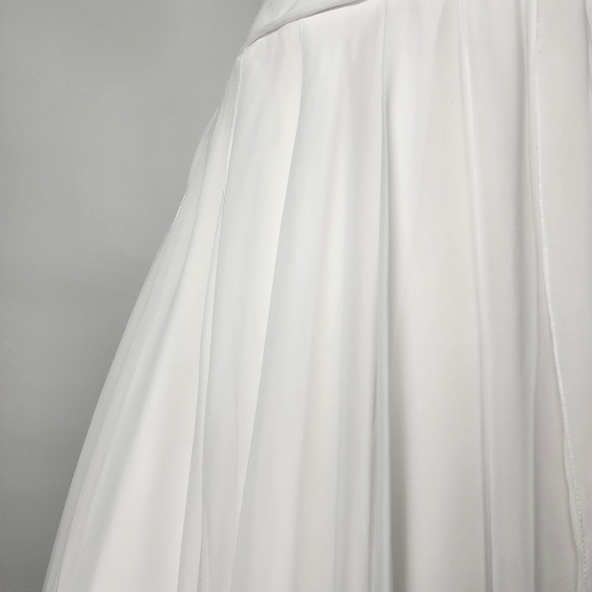 Cocomelody White Pleated Chiffon Rhinestone Detail  Wedding Gown Dress Size S