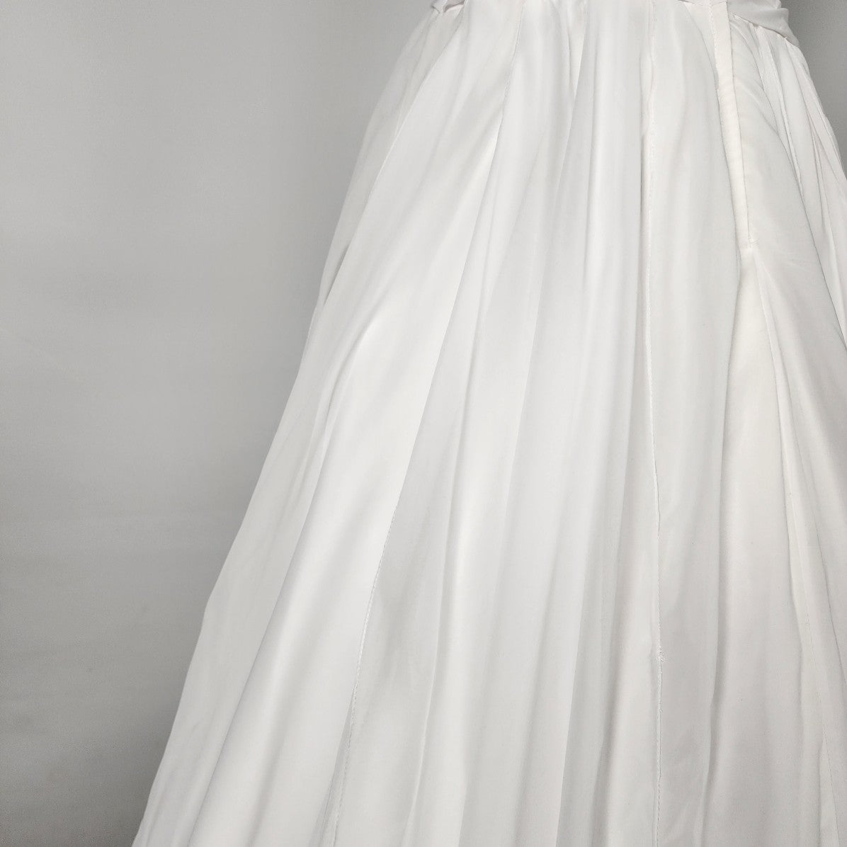 Cocomelody White Pleated Chiffon Rhinestone Detail  Wedding Gown Dress Size S