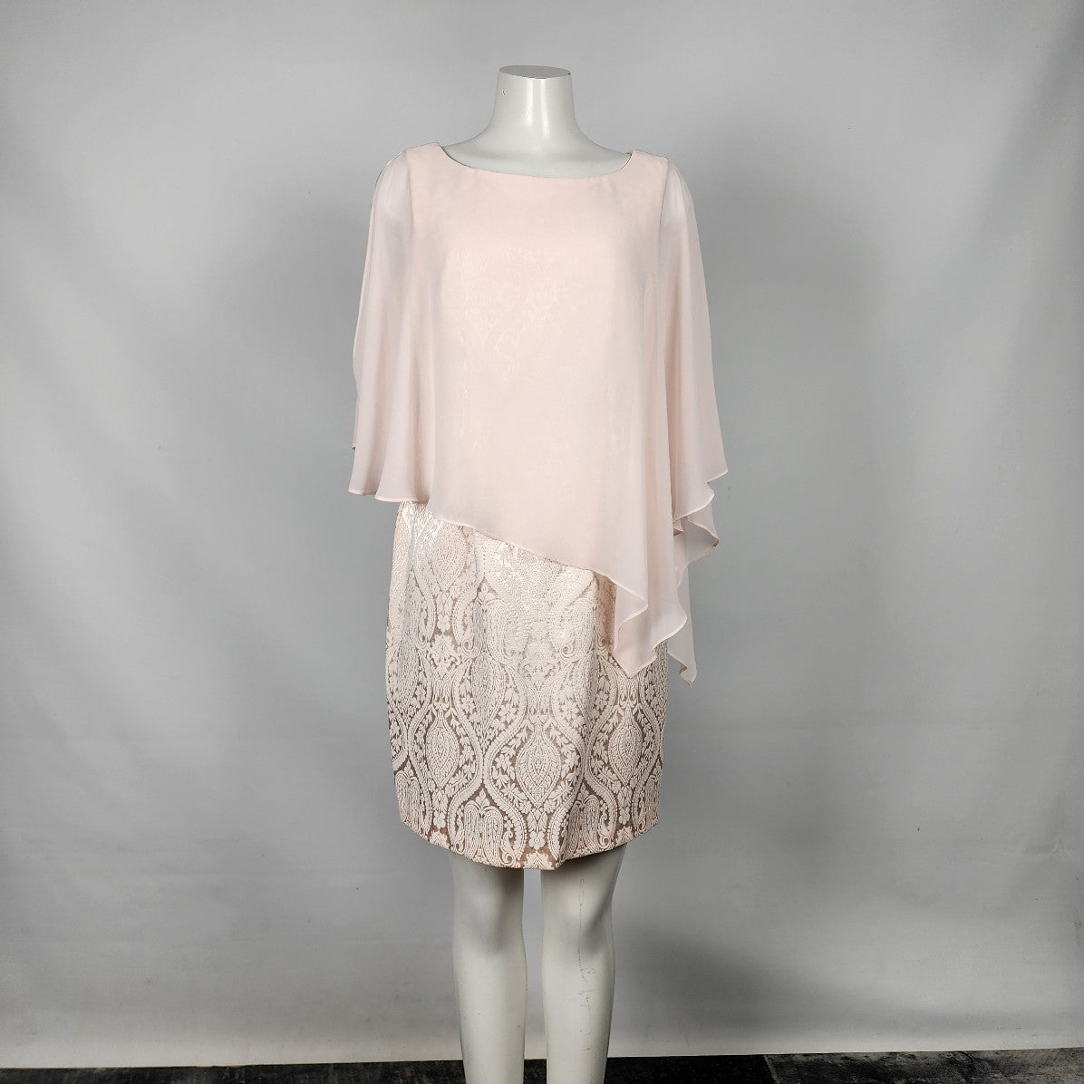 Laura Petites Pink Lace Chiffon Capelet Event Dress Size 10