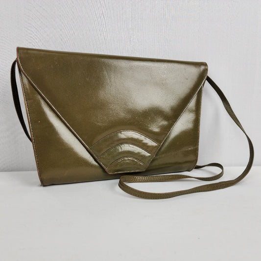 Vintage Arnold Churgin Olive Leather Clutch Purse