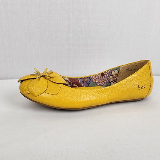 Born Yellow Leather Flower Ballet Flats Size 7