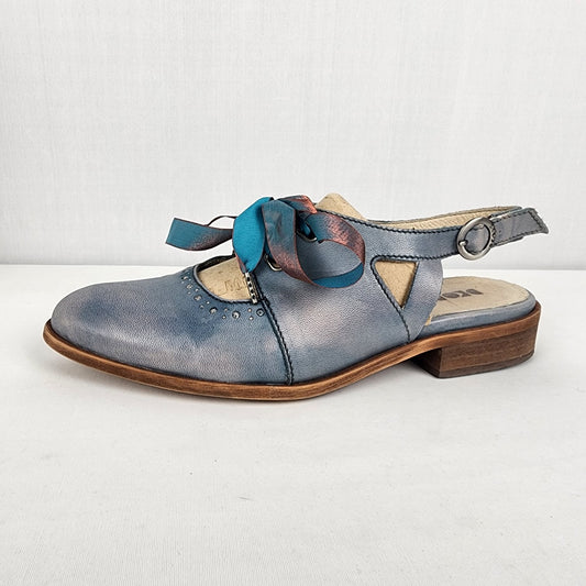 Dkode Blue Leather Sling Back Mule Shoes Size 8.5