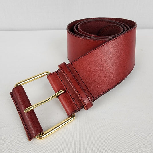 Linea Pelle Red Leather Calf Hair Belt Size L