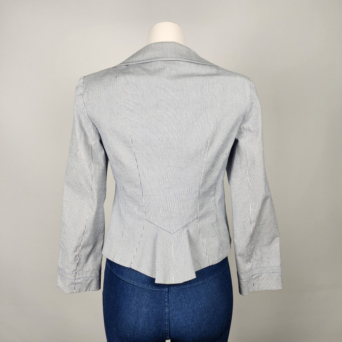 Nanette Lepore Blue Stripes Cotton Blend Blazer Size 6