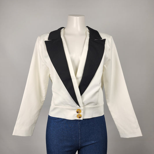 Kate Hewko White & Black Collar Blazer Size S/M