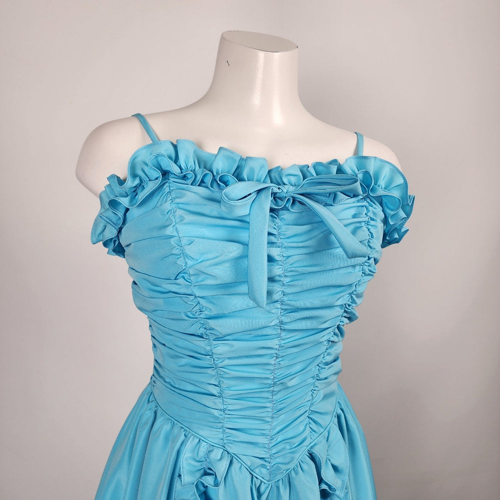 Vintage Highlite Blue Ruffle Grad Event Dress Size S