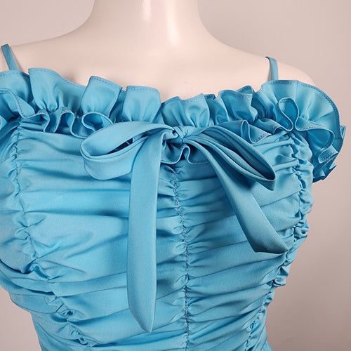 Vintage Highlite Blue Ruffle Grad Event Dress Size S