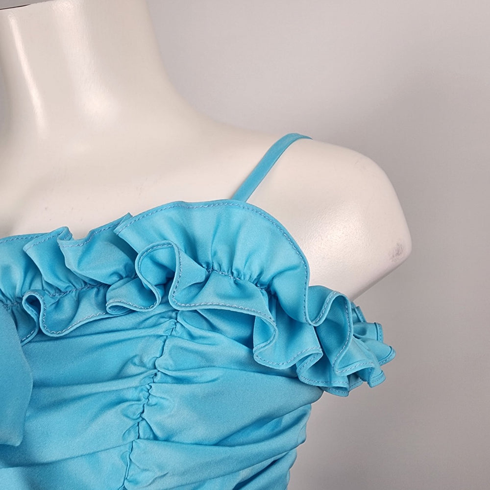 Vintage Highlite Blue Ruffle Grad Event Dress Size S