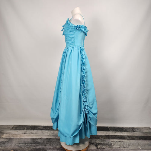 Vintage Highlite Blue Ruffle Grad Event Dress Size S