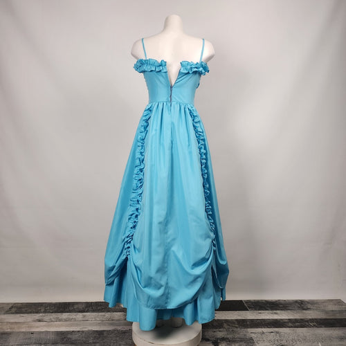 Vintage Highlite Blue Ruffle Grad Event Dress Size S
