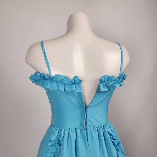 Vintage Highlite Blue Ruffle Grad Event Dress Size S