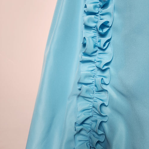 Vintage Highlite Blue Ruffle Grad Event Dress Size S