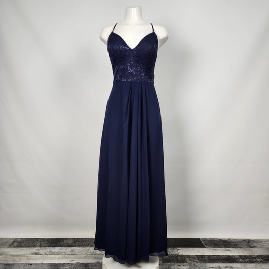 Morilee Madeline Gardner Navy Blue Lace Bridesmaids Event Dress Size S