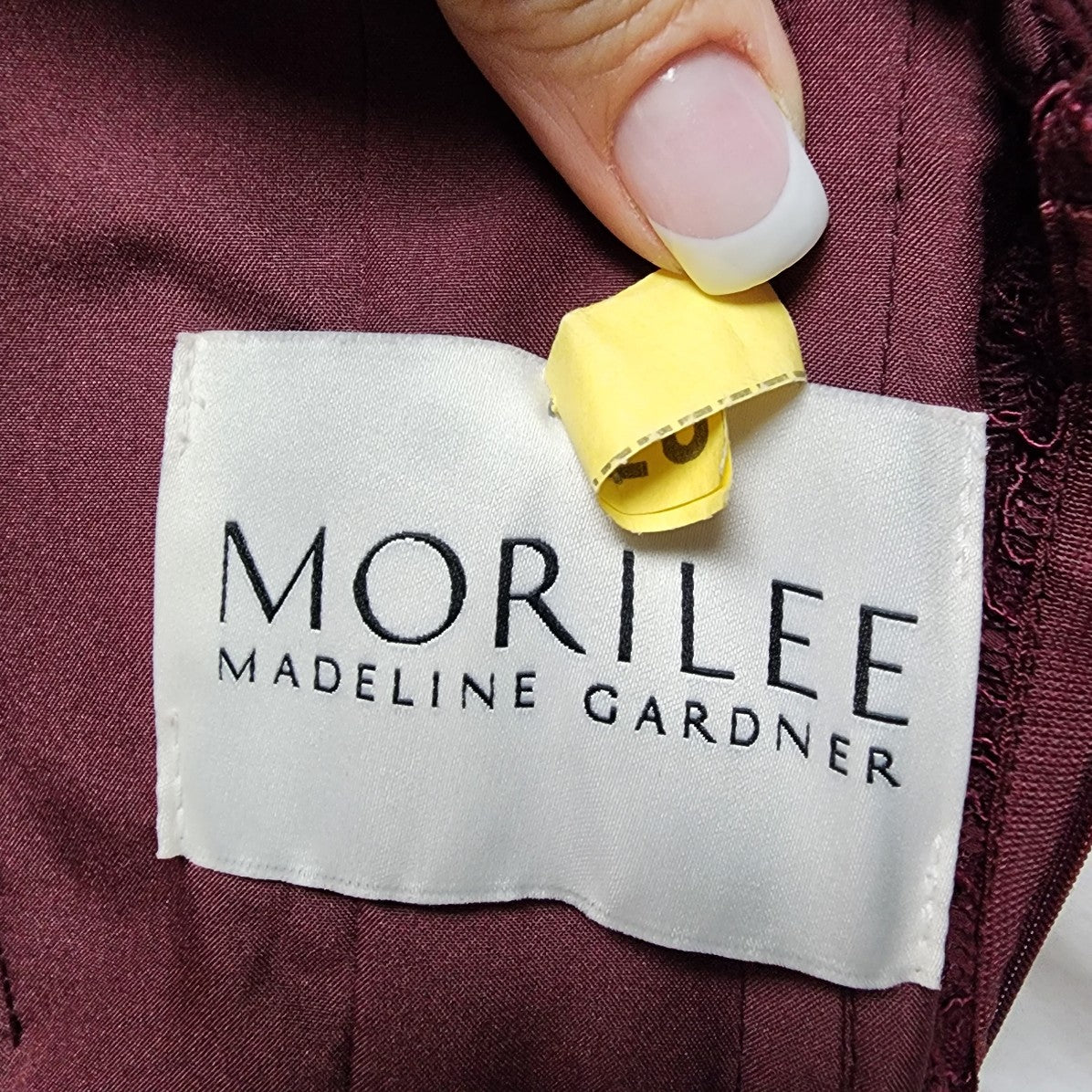 Morilee Madeline Gardner Burgundy Lace Sequin Bridesmaids Event Dress Size S
