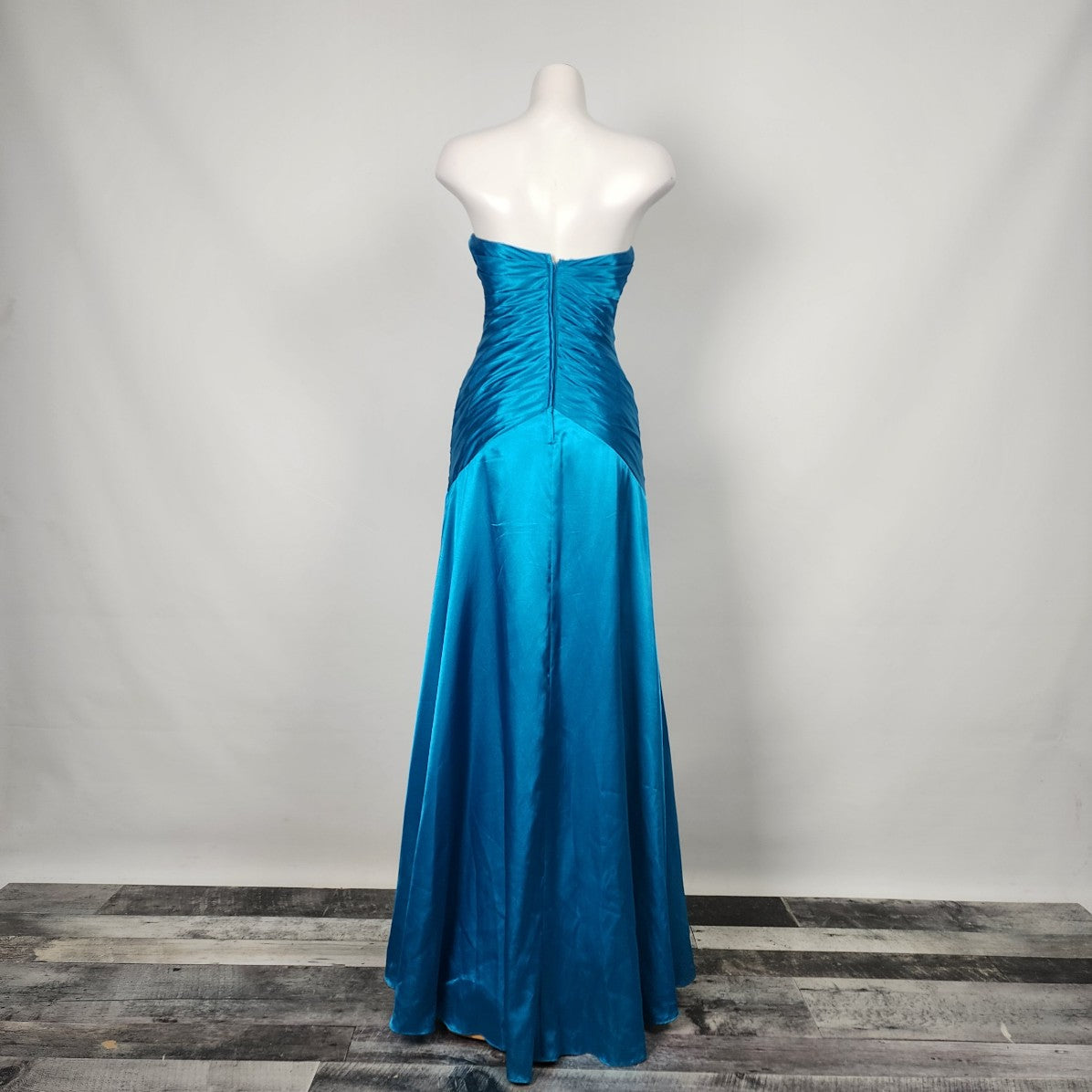 Tony Bowls Blue Satin Beaded Crystal Ruffle Dress Size 4